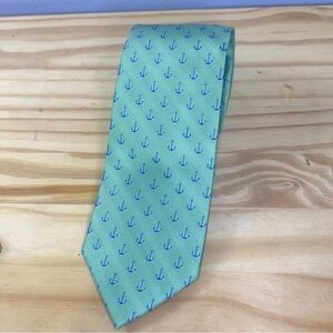 *2/$20* Chaps Green Tie with Blue Anchors 100% Silk